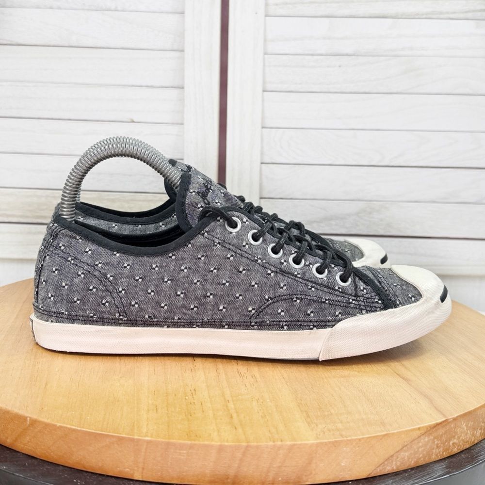 Converse Jack Purcell Canvas Clip Dot Low Top Lace Up Sneakers Black‎ Grey 7.5